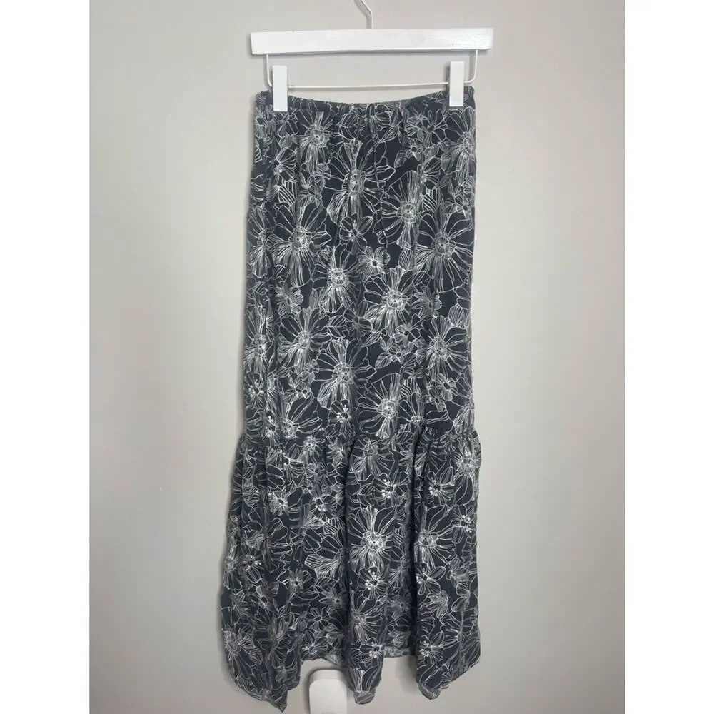 $178 Unsubscribed silk black floral maxi dress NWT XS